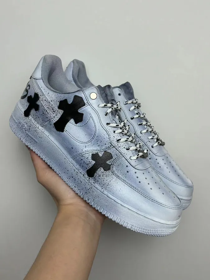 Custom Af1 White Blue Dye Crocs Custom Color