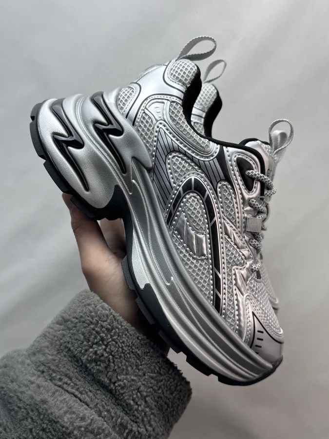 GG CC Dad Shoes in Silver