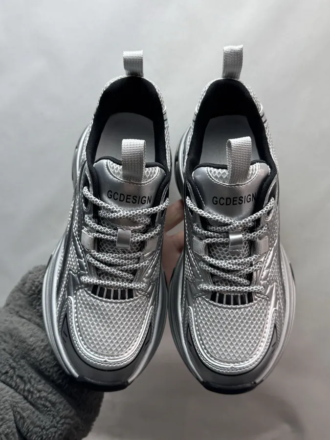 GG CC Dad Shoes in Silver