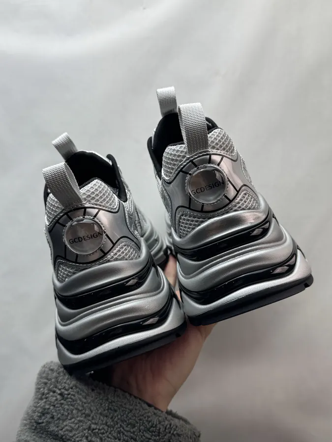 GG CC Dad Shoes in Silver