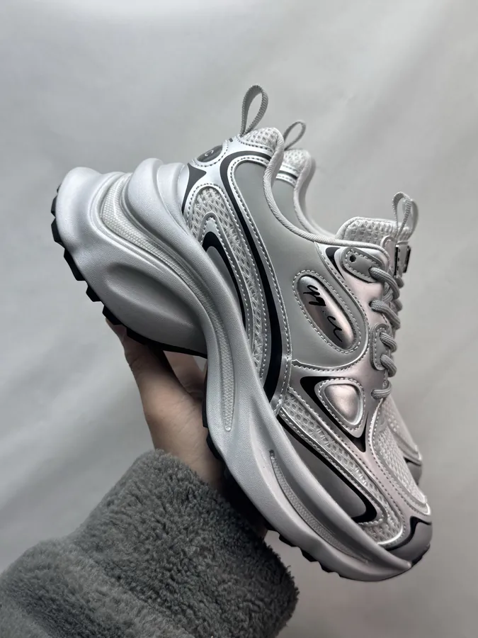 GG CC Dad Shoes in Silver