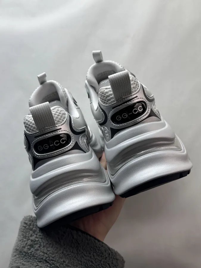 GG CC Dad Shoes in Silver