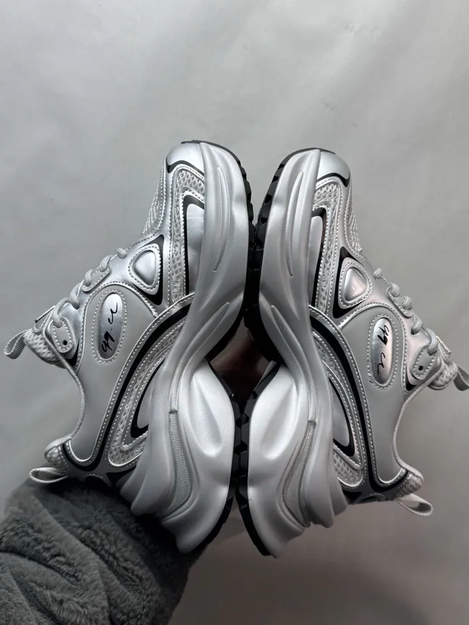 GG CC Dad Shoes in Silver