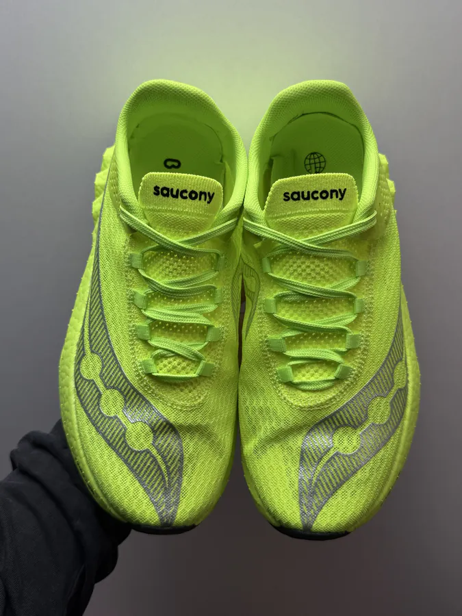 Saucony Endorphin Pro 4 Lightweight Running Shoes with Green and Silver Color