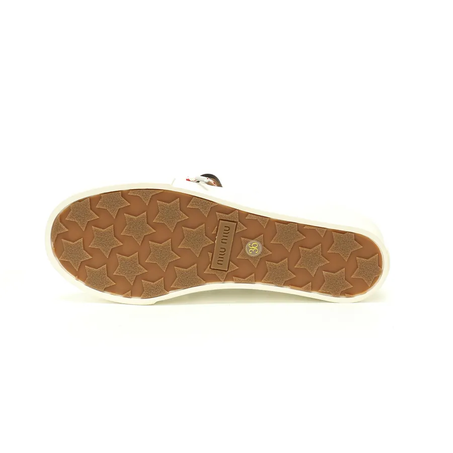 Miu Miu Washed Denim Low Sneakers with Brand Logo