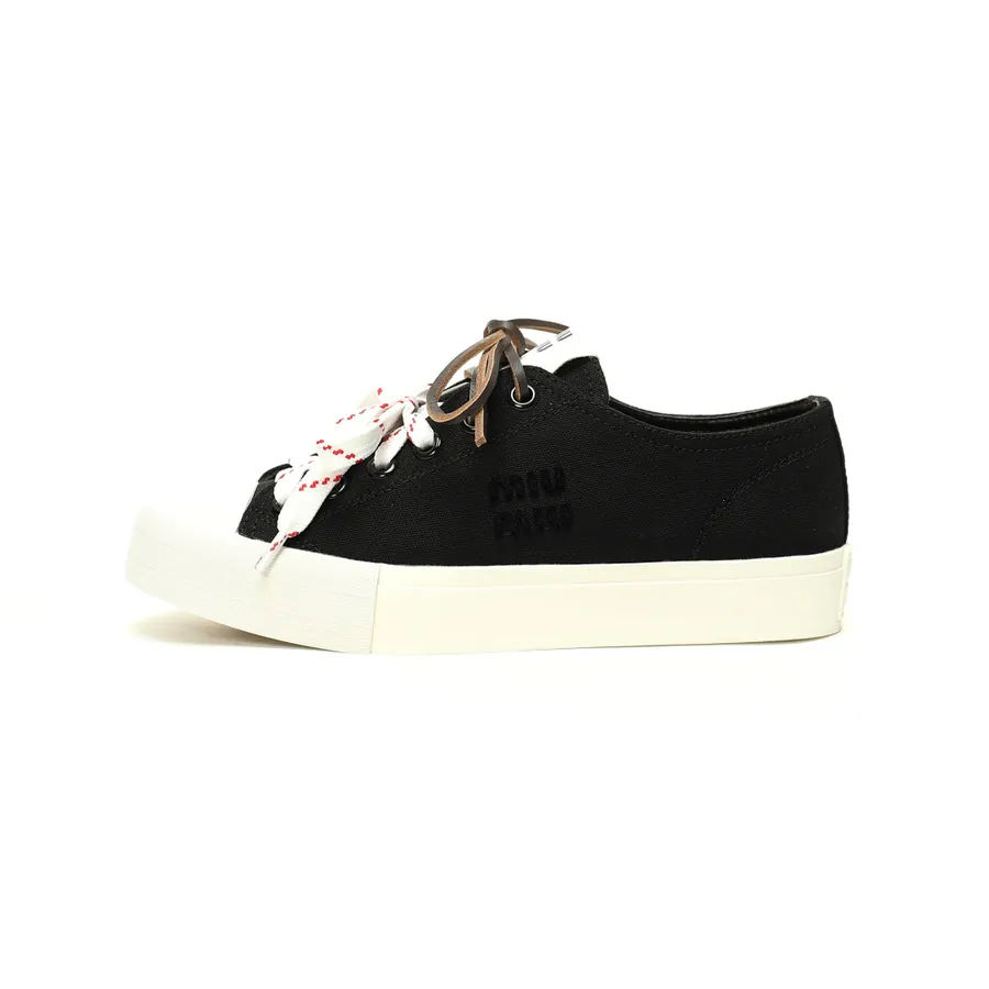 Miu Miu Washed Denim Low Sneakers with Logo
