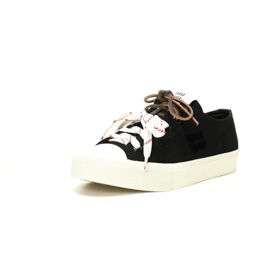 Miu Miu Washed Denim Low Sneakers with Logo