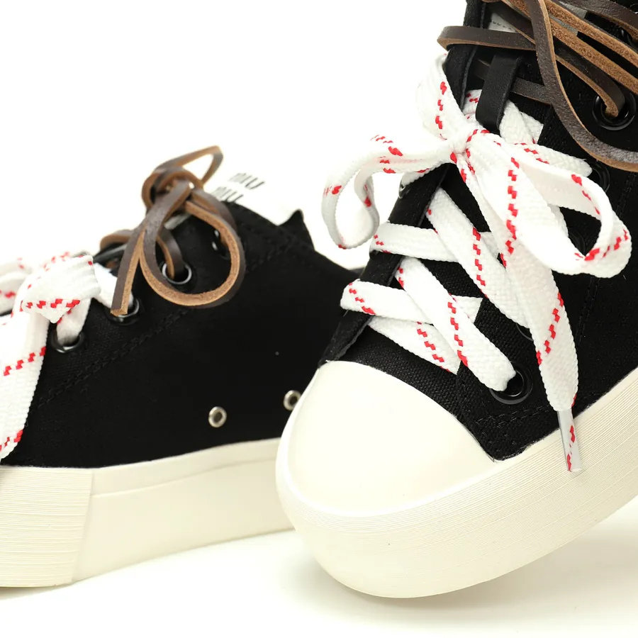 Miu Miu Washed Denim Low Sneakers with Logo