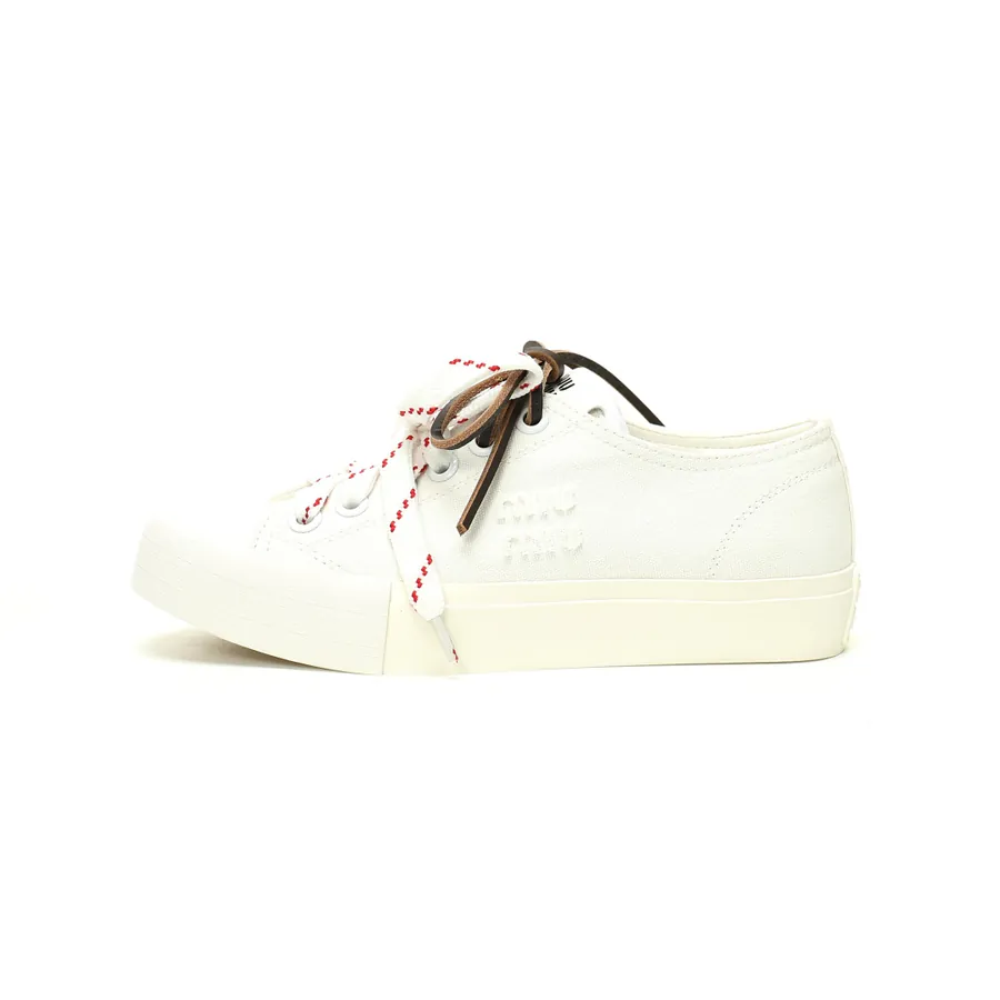 Miu Miu Washed Denim Low Sneakers with Brand Logo