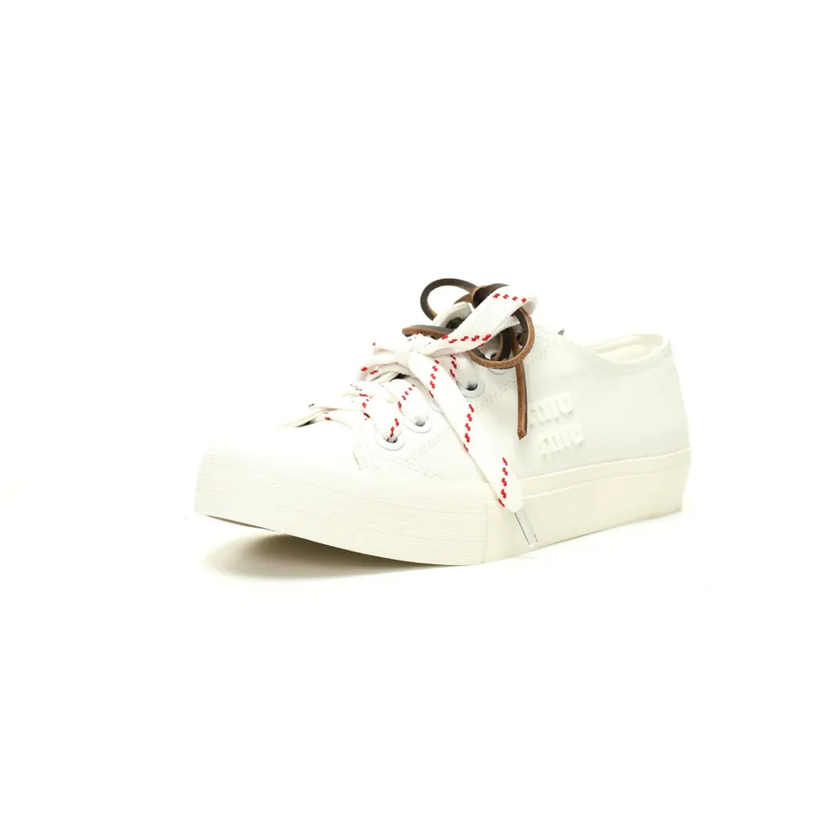 Miu Miu Washed Denim Low Sneakers with Brand Logo