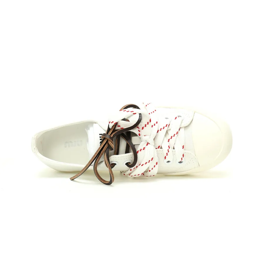 Miu Miu Washed Denim Low Sneakers with Brand Logo