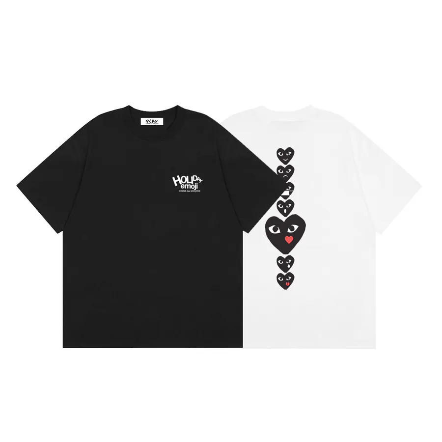 Comme des Garcons PLAY Heart Short Sleeve White, Black