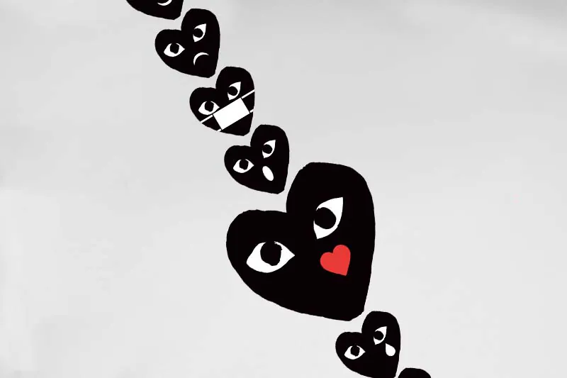 Comme des Garcons PLAY Heart Short Sleeve White, Black