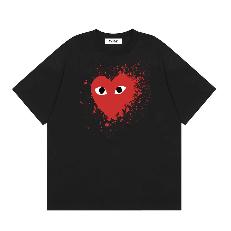 Comme des Garcons PLAY泼墨爱心印花短袖T恤衫
