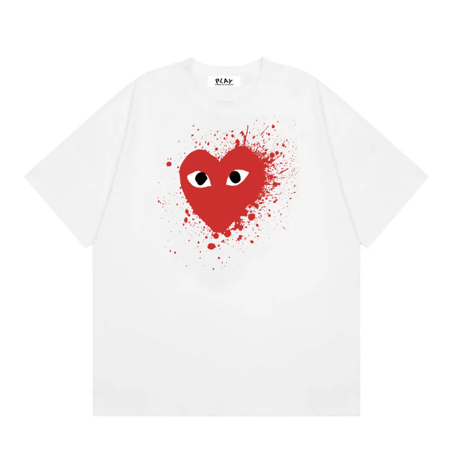 Comme des Garcons PLAY泼墨爱心印花短袖T恤衫