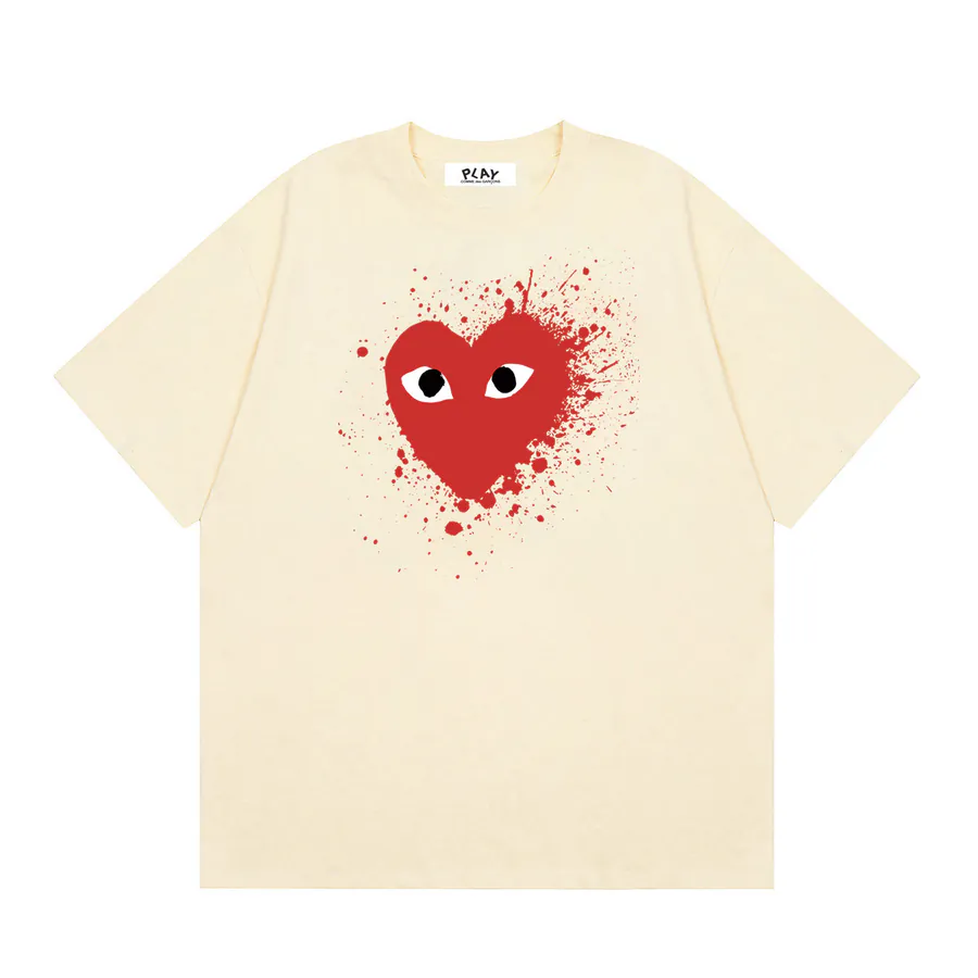Comme des Garcons PLAY泼墨爱心印花短袖T恤衫