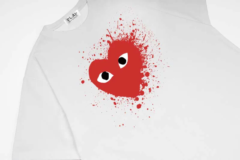Comme des Garcons PLAY泼墨爱心印花短袖T恤衫