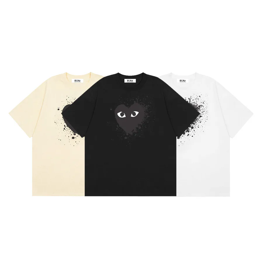 Comme des Garcons PLAY泼墨爱心印花短袖T恤衫