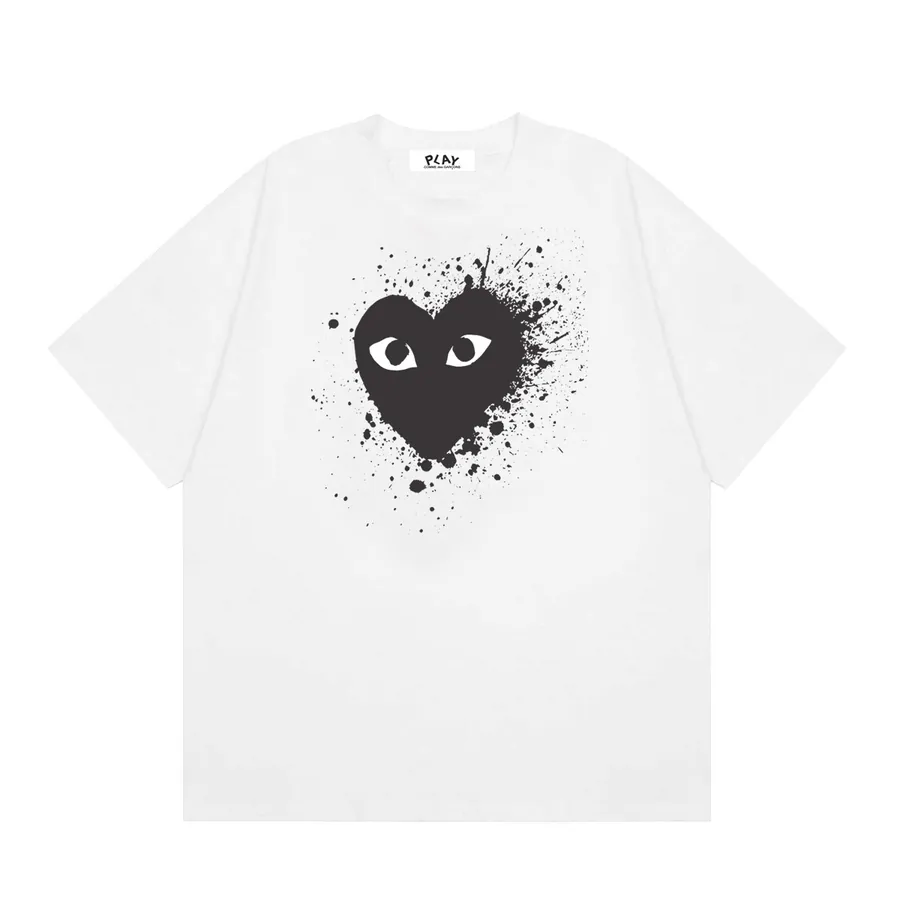 Comme des Garcons PLAY泼墨爱心印花短袖T恤衫