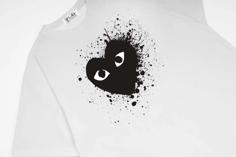 Comme des Garcons PLAY泼墨爱心印花短袖T恤衫