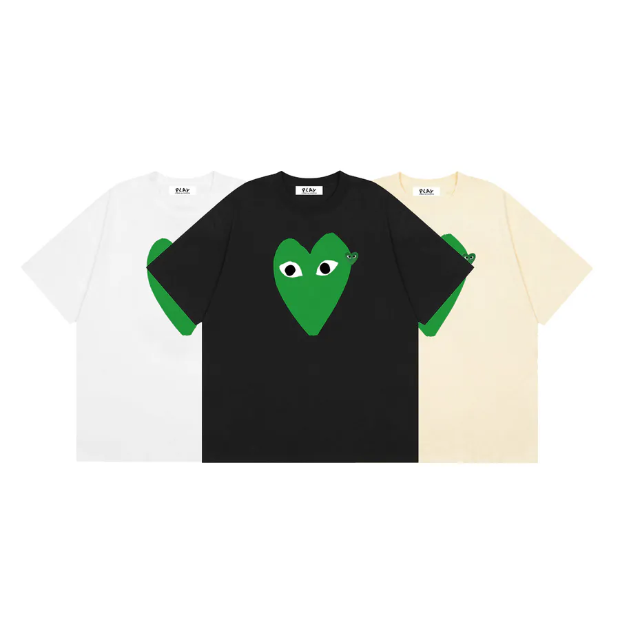 Green Heart Love Print T Shirt with Small Logo Limited Edition