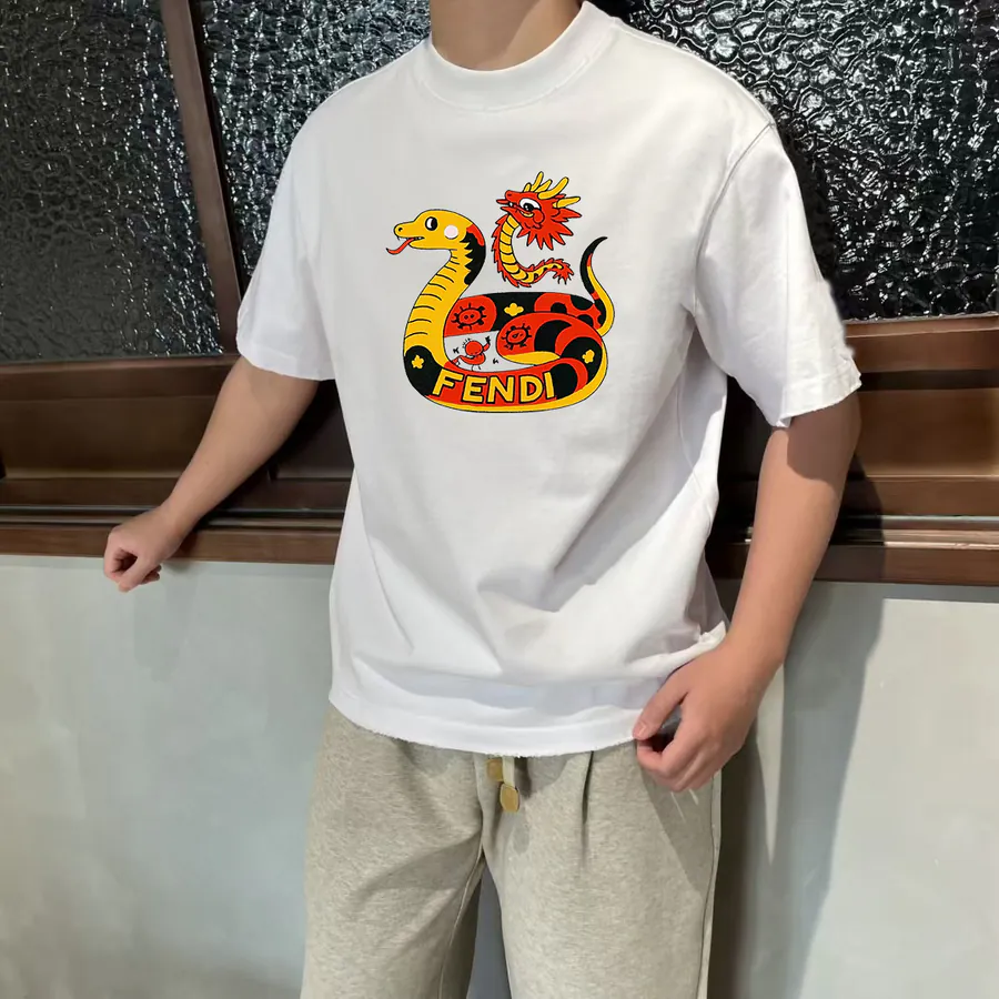 FEN CHEN Star Limited Summer Collection Printed Round Neck Short Sleeve T Shirt