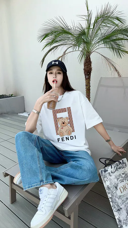 FEN CHEN Star Limited Summer Collection Print Round Neck Short Sleeve T Shirt