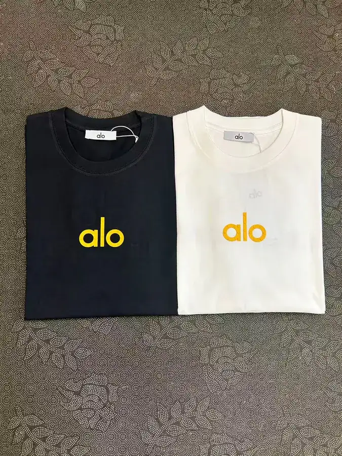 ALO 25ss New Bucket Bag with Customized Sleeve Label Loose Round Neck Short Sleeve T Shirt
