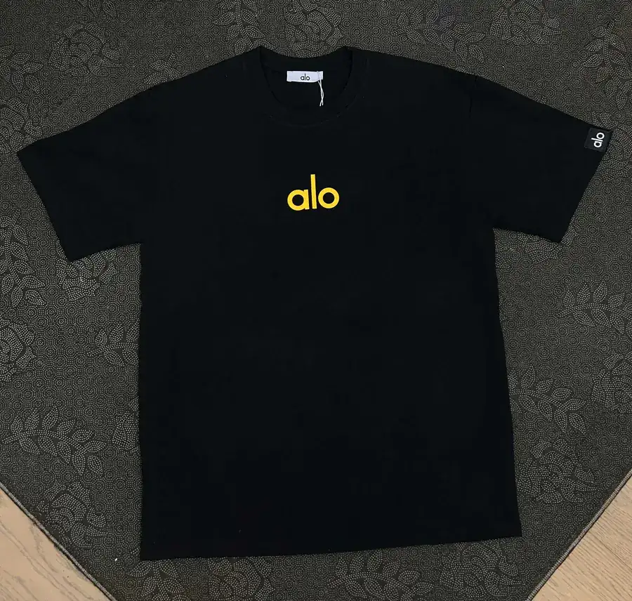 ALO 25ss New Bucket Bag with Customized Sleeve Label Loose Round Neck Short Sleeve T Shirt