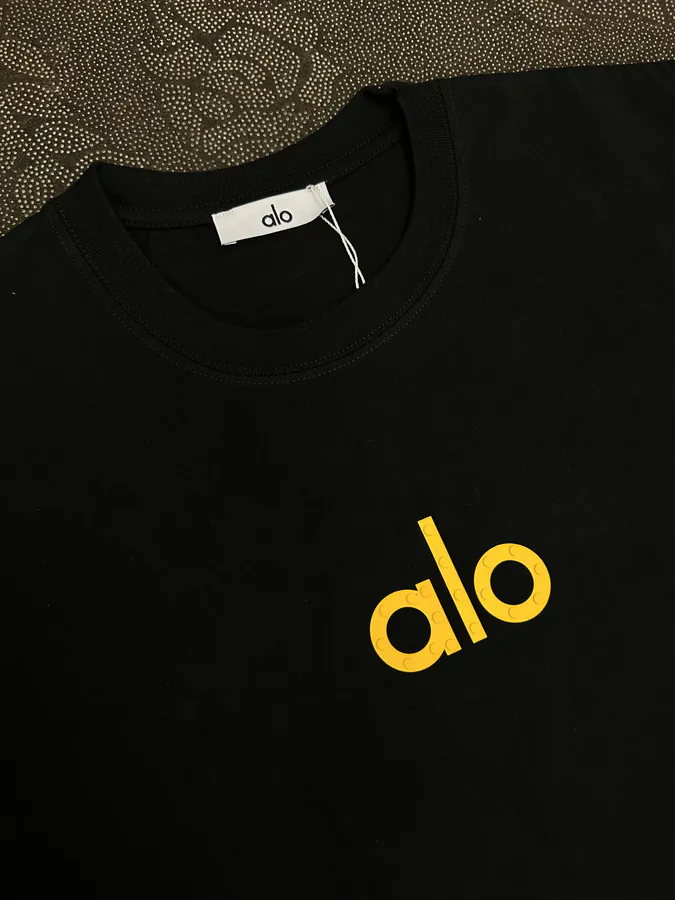 ALO 25ss New Bucket Bag with Customized Sleeve Label Loose Round Neck Short Sleeve T Shirt