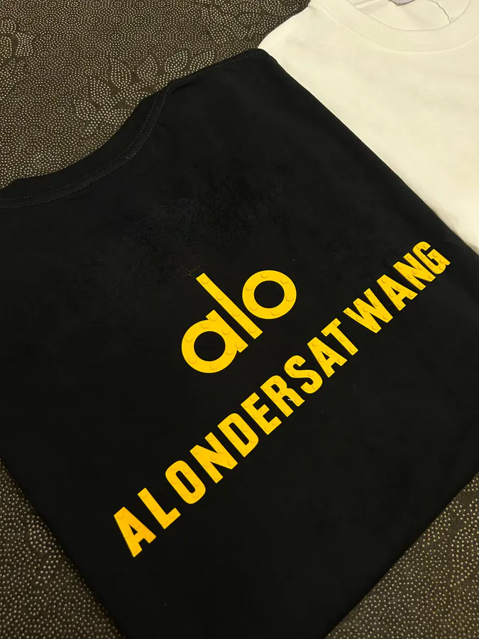 ALO 25ss New Bucket Bag with Customized Sleeve Label Loose Round Neck Short Sleeve T Shirt
