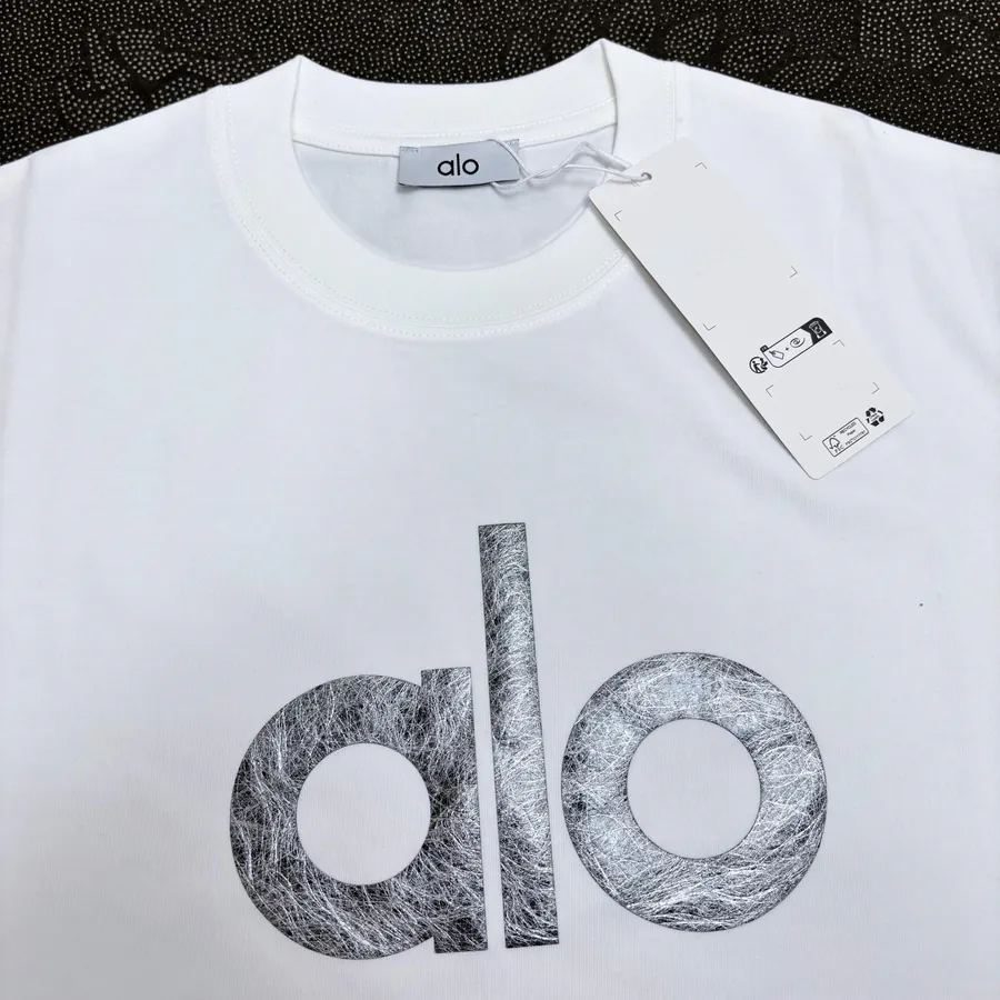 Alo 25ss New Arrival Casual Short Sleeve T Shirt with Large Front Logo