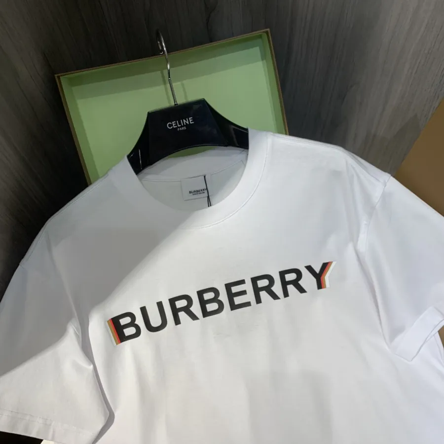 BBR Burberry London Logo Overprint Cotton Loose Short Sleeve T Shirt