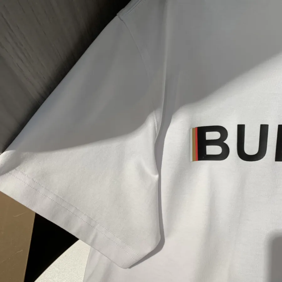 BBR Burberry London Logo Overprint Cotton Loose Short Sleeve T Shirt