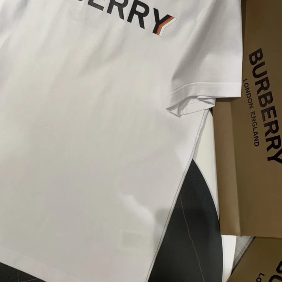 BBR Burberry London Logo Overprint Cotton Loose Short Sleeve T Shirt