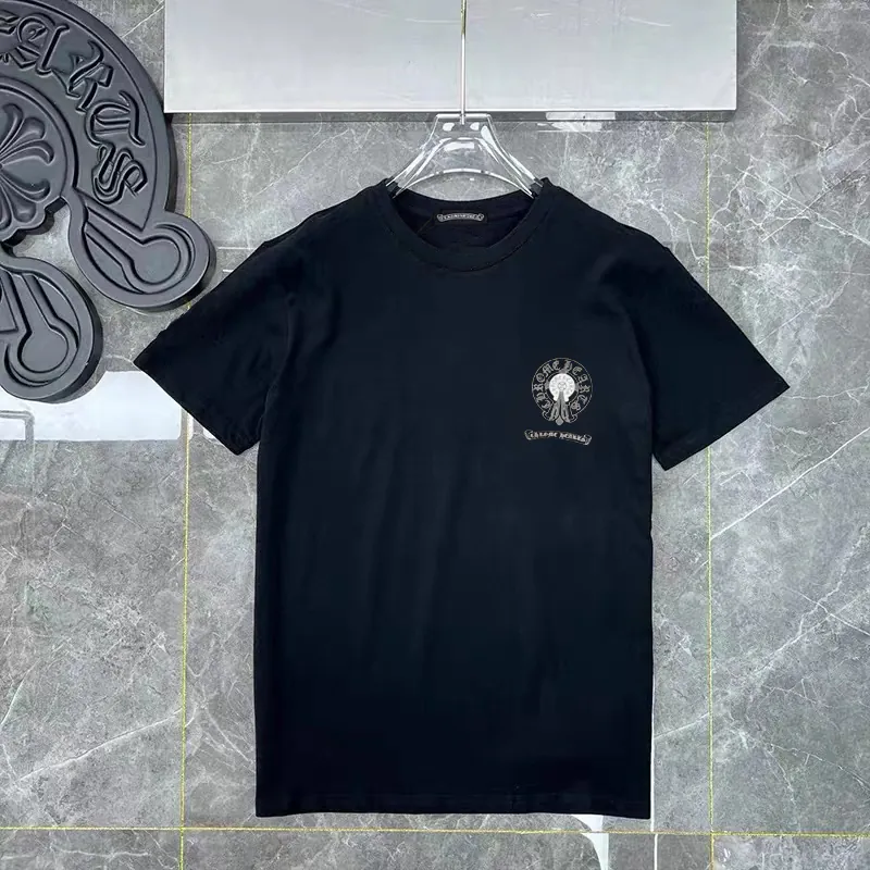 Come Hearts Overlapping Horsebit Alphabet Cross Necklace Men Women Loose Short Sleeve T Shirt