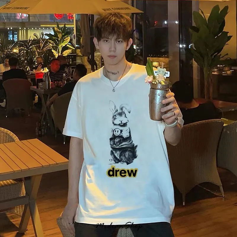 Drew House Hand Painted Bunny Graphic T Shirt Summer Collection
