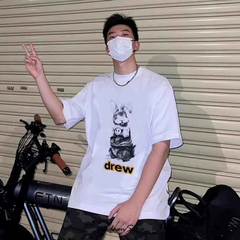 Drew House Hand Painted Bunny Graphic T Shirt Summer Collection