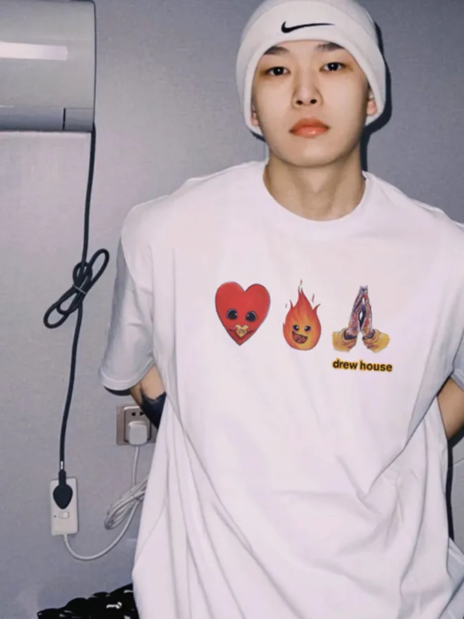 Drew House Smiling Flame Print Round Neck T Shirt