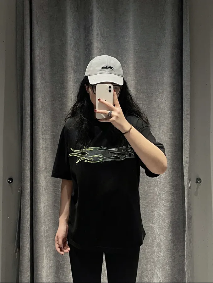 WE11DONE Official 24SS Edition Metallic Abstract Logo Print Ripped Oversized T Shirt