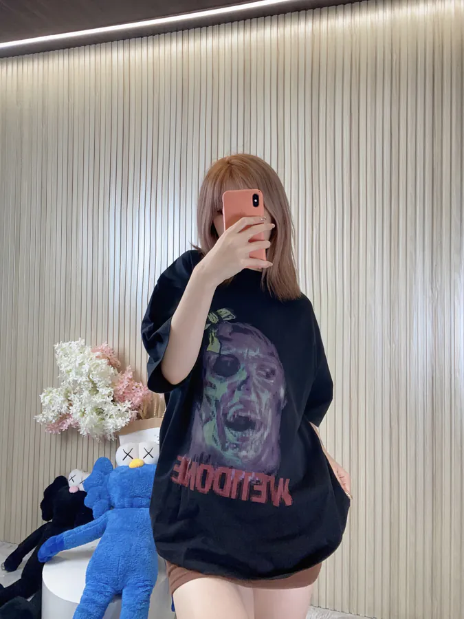 WE11DONE Official 24SS Fuzzy Dark Style Print T Shirt for Men and Women