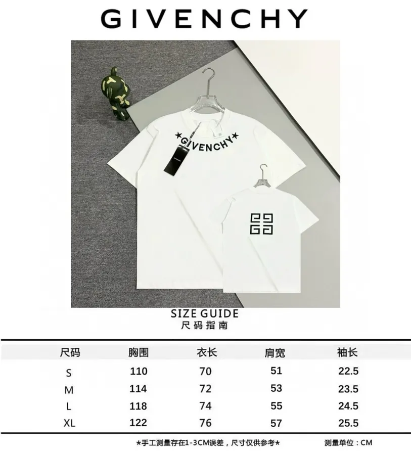 Givenchy 25SS Front and Back Logo T Shirt with Embroidery, Custom 32 Thread 280g Same Dye Fabric