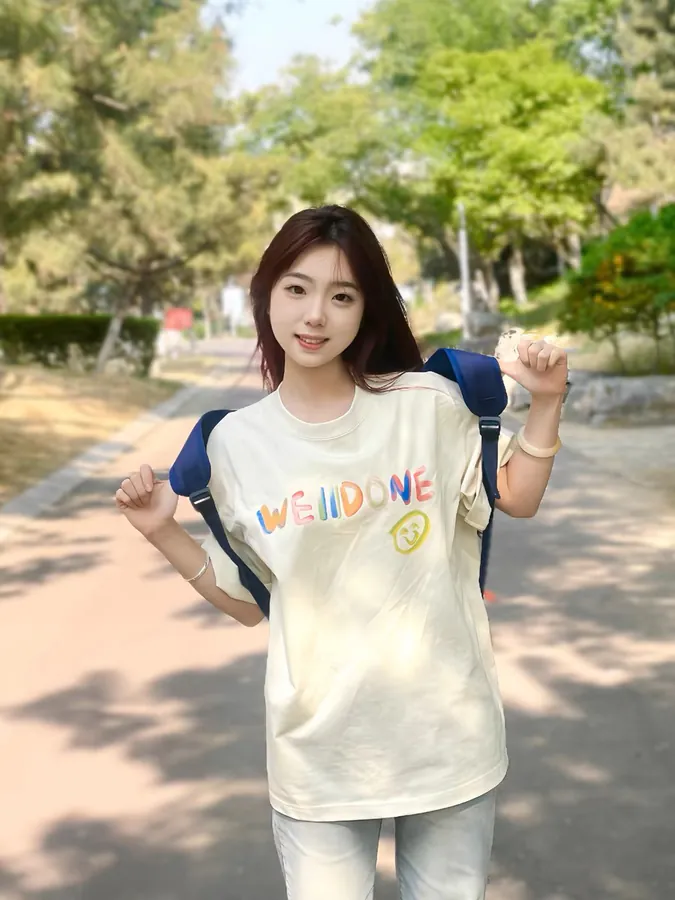 WE11DONE Summer Colorful Letter Smile Print Casual T Shirt for Men and Women