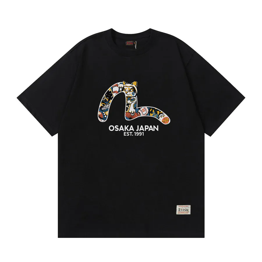 EVISU New Lucky Cat Small Seagull Print T恤, Comfort Fit
