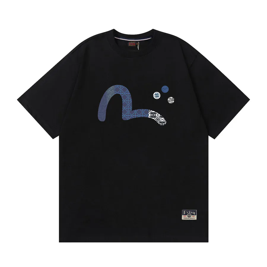 EVISU New Casual Oversized T Shirt with Cropped Print