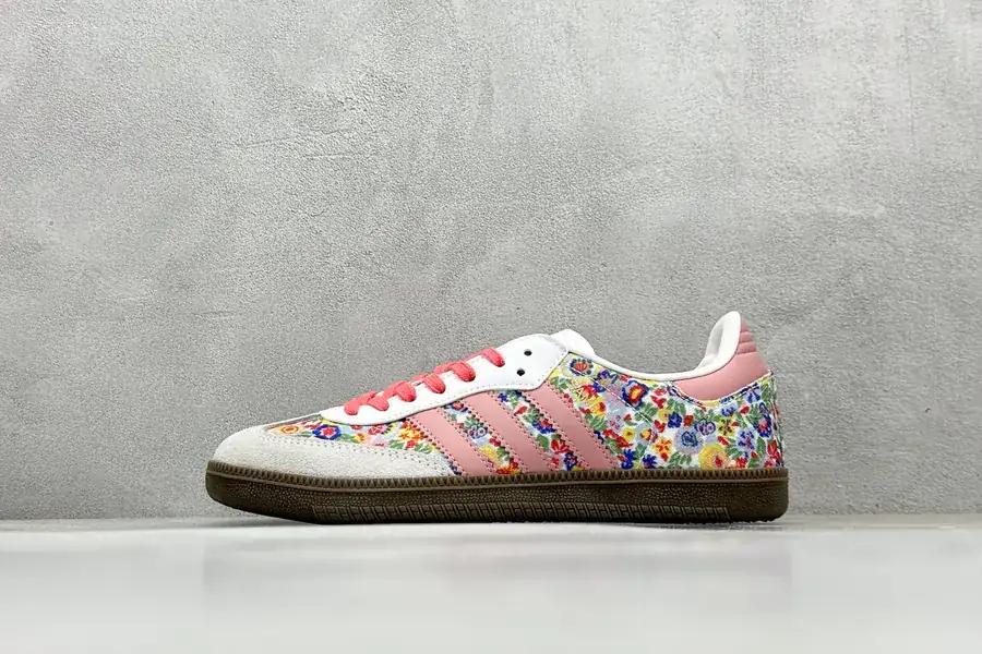 Liberty London x adidas originals Samba OG in Gray and Pink
