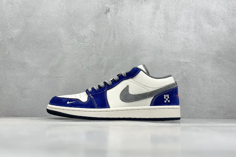 CX Exclusive X Version Air 1 Low 1 WHITE Collaboration Blue High end Customized Low top Retro Basketball Shoes