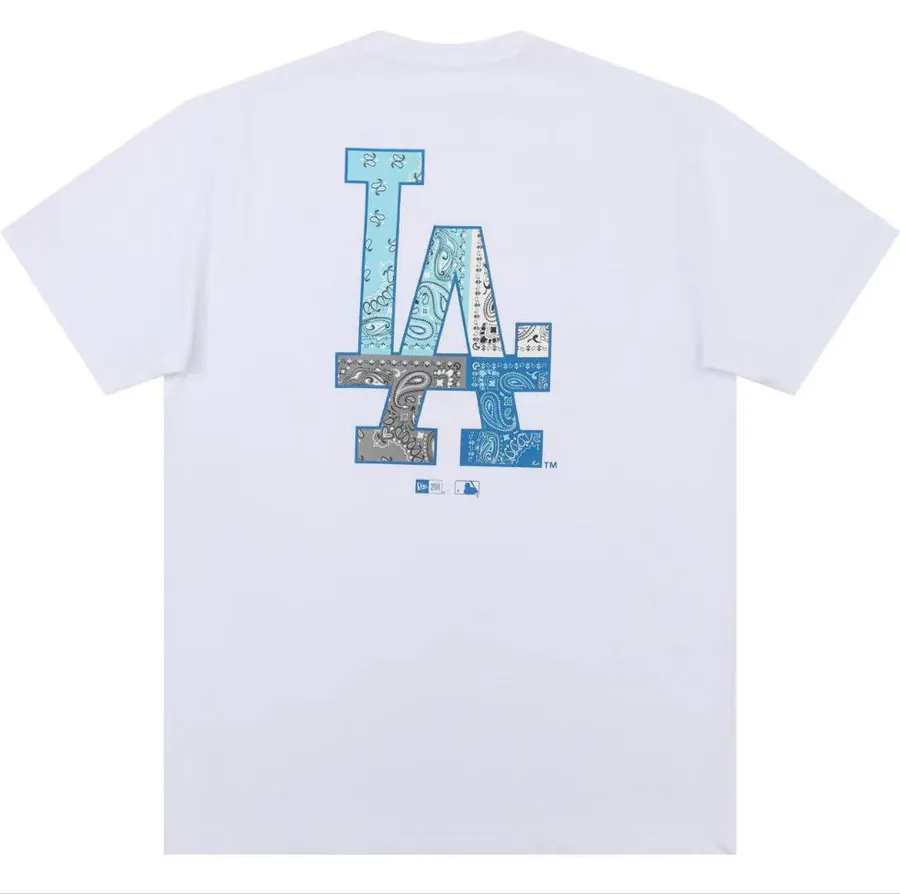 New Era MLB Logo Print Round Neck Sports T Shirt for Men and Women