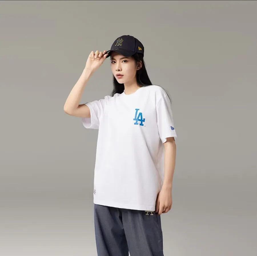 New Era MLB Logo Print Round Neck Sports T Shirt for Men and Women