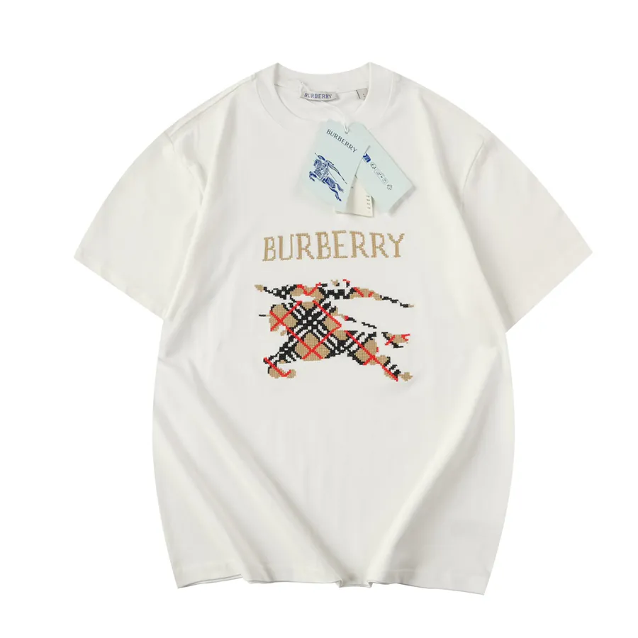Bbr 2025 New Cross Stitch Horse Riding Cotton Short Sleeve T Shirt